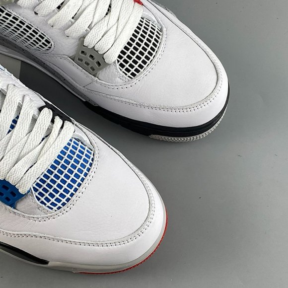 Air Jordan 4 Retro White and Blue Sneakers - Picture 6 of 10